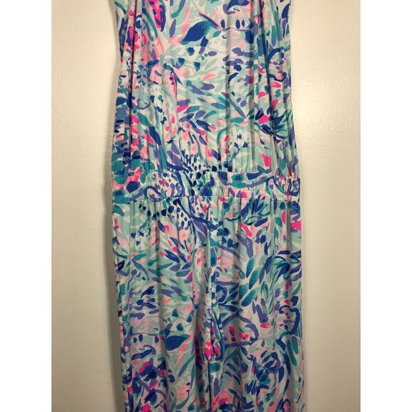 New Lilly Pulitzer Paulina Jumpsuit Tank XS Breakwater Party Wave Print Summer - Picture 12 of 15